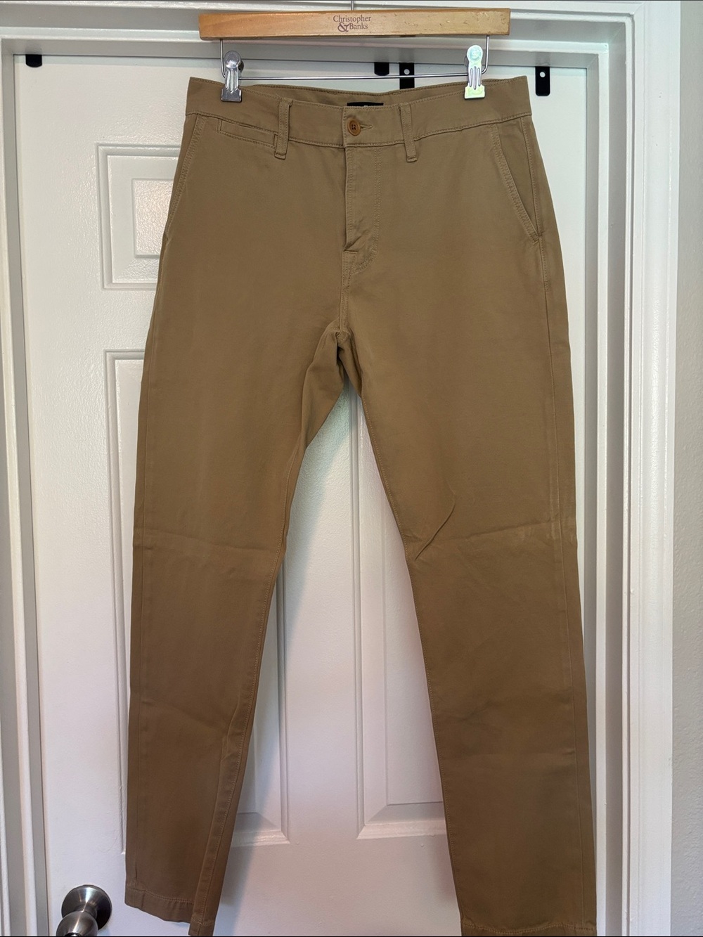 7 For All Mankind Men's Slim Fit Chinos in Khaki Brown